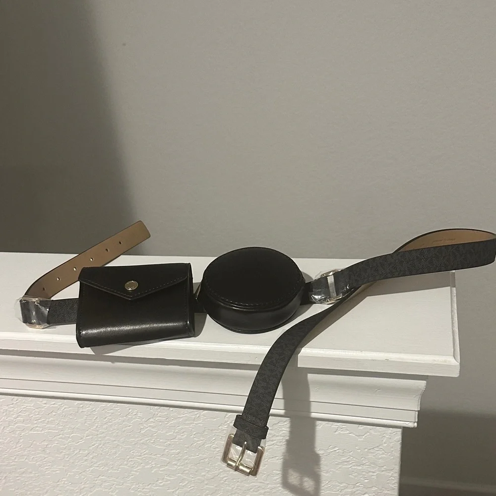 Michael Kors Black Pouch Belt Set